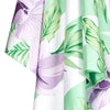 botanical towel with purple flowers and green stripes