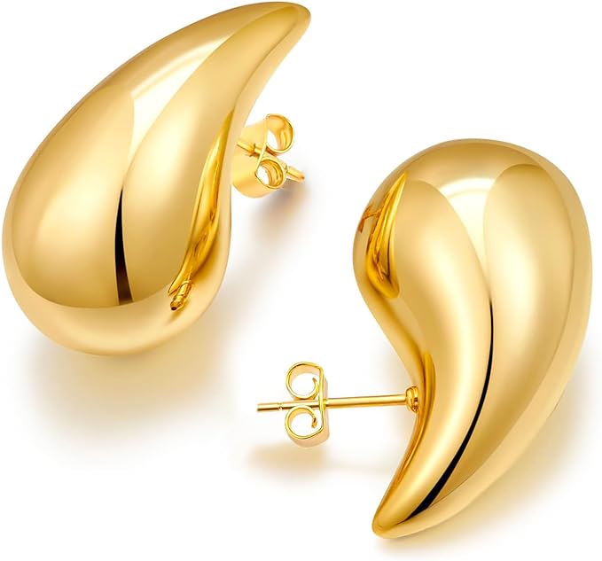 LIAN’s Luxe 18K Gold Plated Waterdrop Hoops