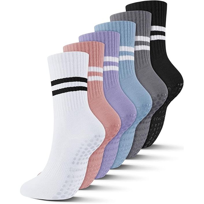 Sintege 6 Pairs Non-Slip Pilates & Yoga Grip Socks for Women