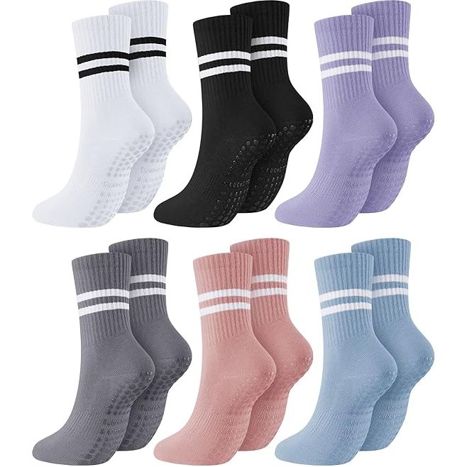 Sintege 6 Pairs Non-Slip Pilates &amp; Yoga Grip Socks for Women