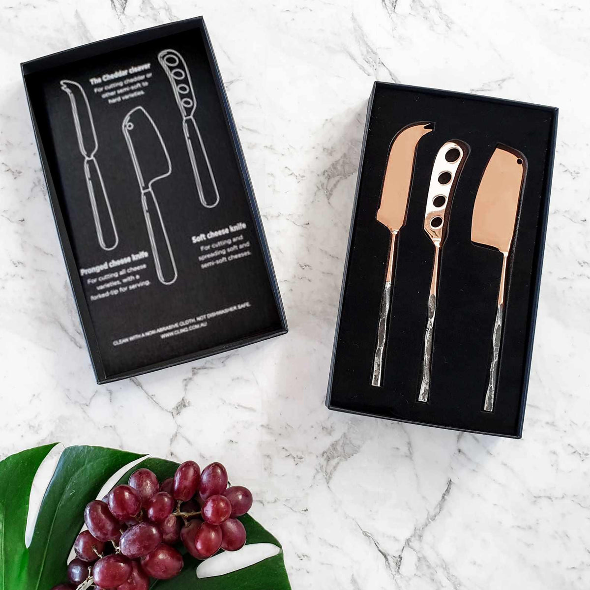 CLINQ Copper &amp; Steel Cheese Knife Set - FOK &amp; Stuff