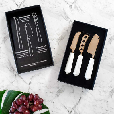 CLINQ  Copper & Marble Cheese Knife Set - FOK & Stuff