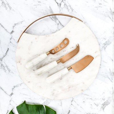 CLINQ  Copper & Marble Cheese Knife Set - FOK & Stuff