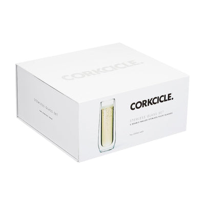 Corkcicle Barware Double Walled Flute Glass (Pk of 2) - Clear - FOK & Stuff