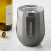 Stemless Wine Cup with Lid Metallic and wine bottle