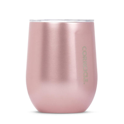 rose metallic stainless steel wine cup with clear lid