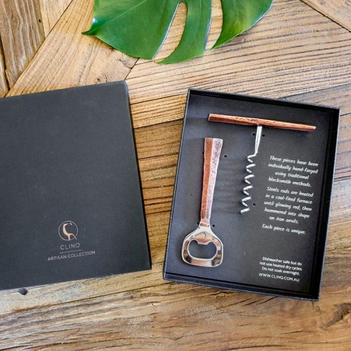 Clinq copper corkscrew and bottle opener in gift box