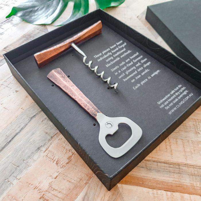 Clinq copper corkscrew and bottle opener in gift box