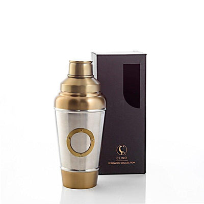 Clinq steel antique brass cocktail shaker with gift box