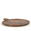 Round wooden serving tray.