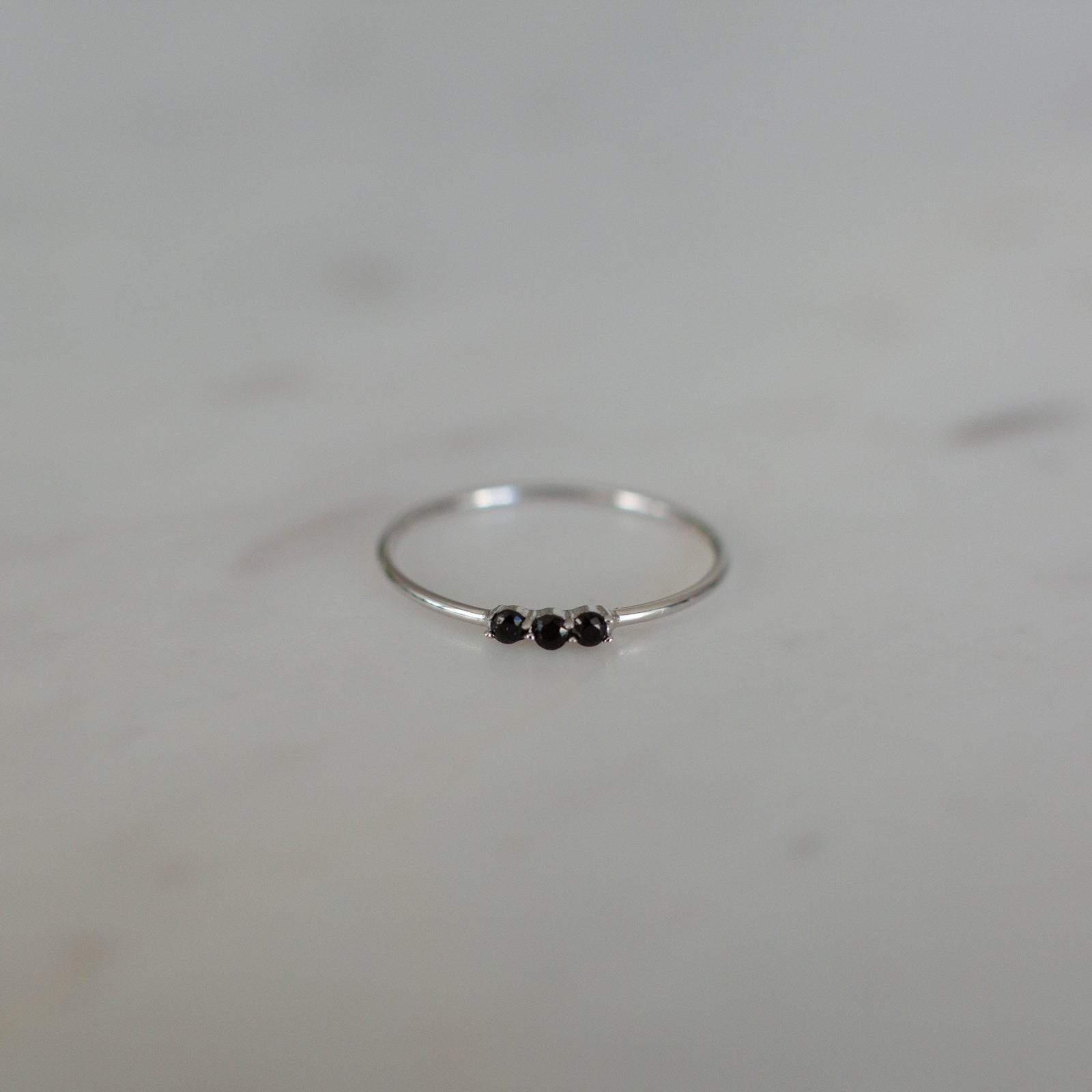 Sophie Three Rock Black and Silver Ring