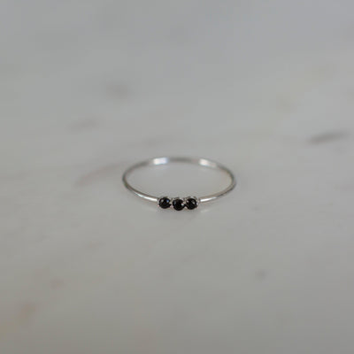 Sophie Three Rock Black and Silver Ring